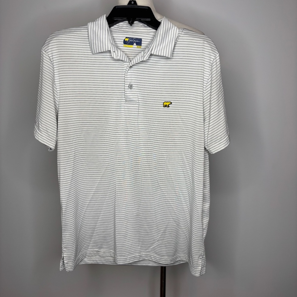 Jack Nicklaus - White & Black Striped Polo Shirt